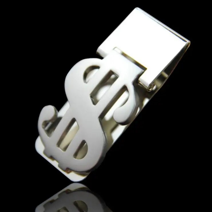 Promotion Fashion Business Stainless Steel Simple Silver Dollar Cash Clamp Pocket ID Card Holder Wallet Round Metal Money Clip