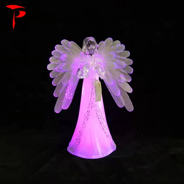 Light Up Christmas Ornament Glass Angel with LED Light
