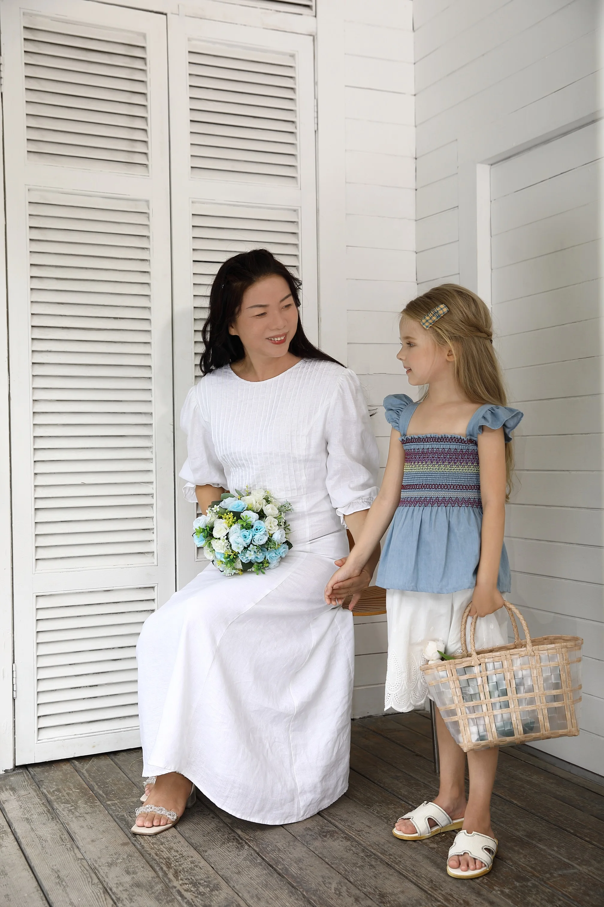 Mother And child dress Kids Cloths mother daughter colorful smocking dress mommy and me outfits