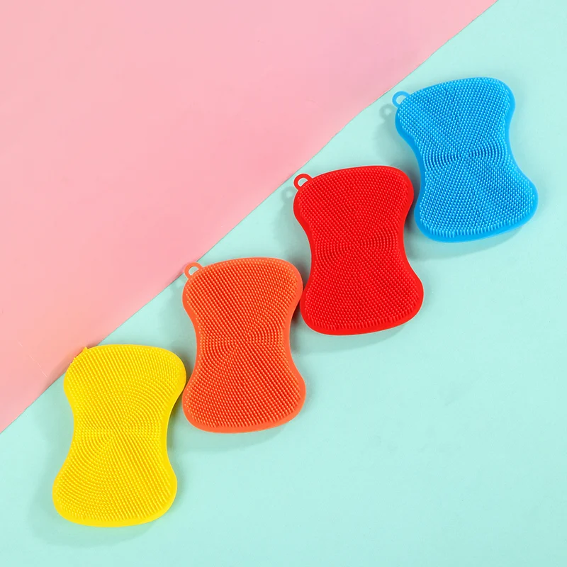 Wholesale Silicone Sponge Dish Washing Kitchen Scrubber Household Sponge Dishwashing Brush Silicone Dish Scrubber