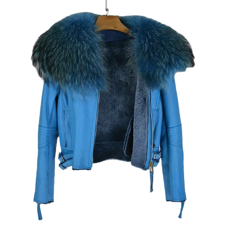 
High Quality Fashion Real Fox Fur Coat Soft Windproof Sheepskin Women Jacket Luxury Fox Fur Genuine Leather Women Jacket 