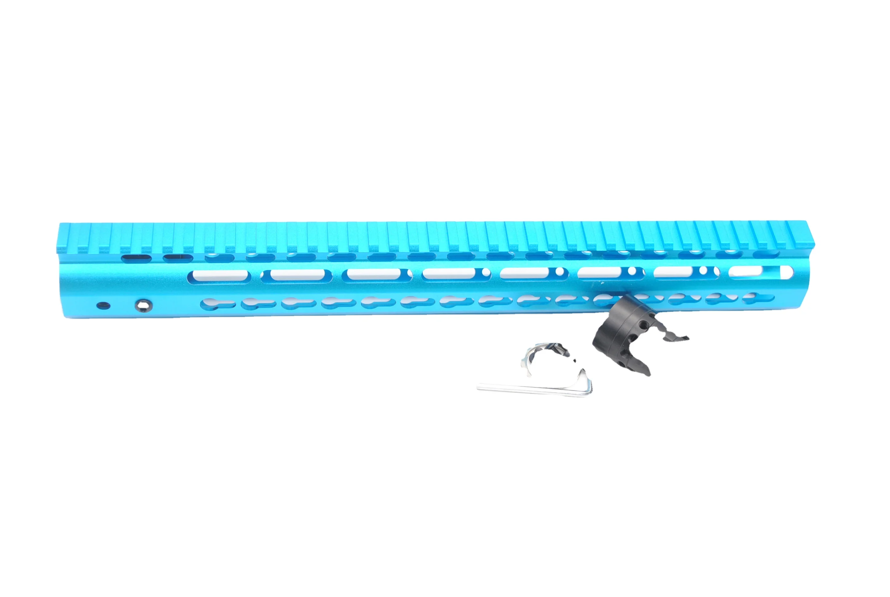 Aplus Blue NSR 15 Inch Free Float Keymod Handguard Rail Mount system with steel barrel nut for AR15 fit .223 / 5.56 rifles