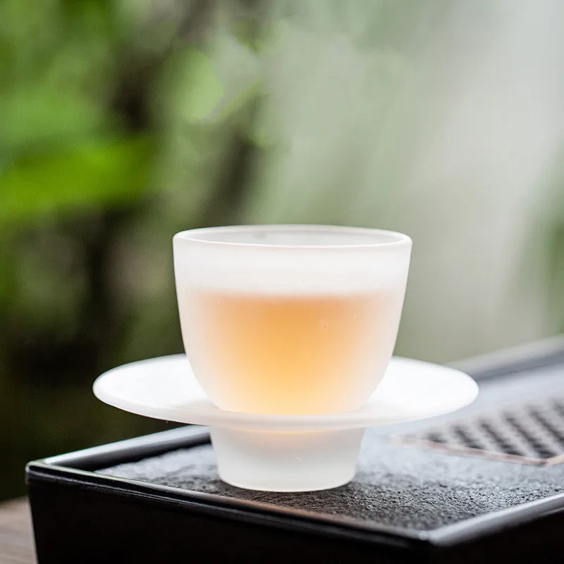 Kung fu tea set small cup Thickened heat resistant tea set with plate Drinking Glasses Tumblers Wholesale Bulk