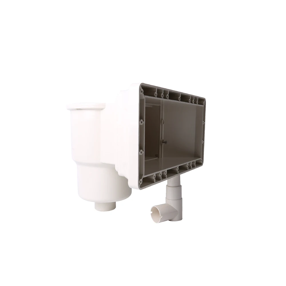 Standard plastic swimming pool wall skimmer with return inlet for in-ground and above-ground pool