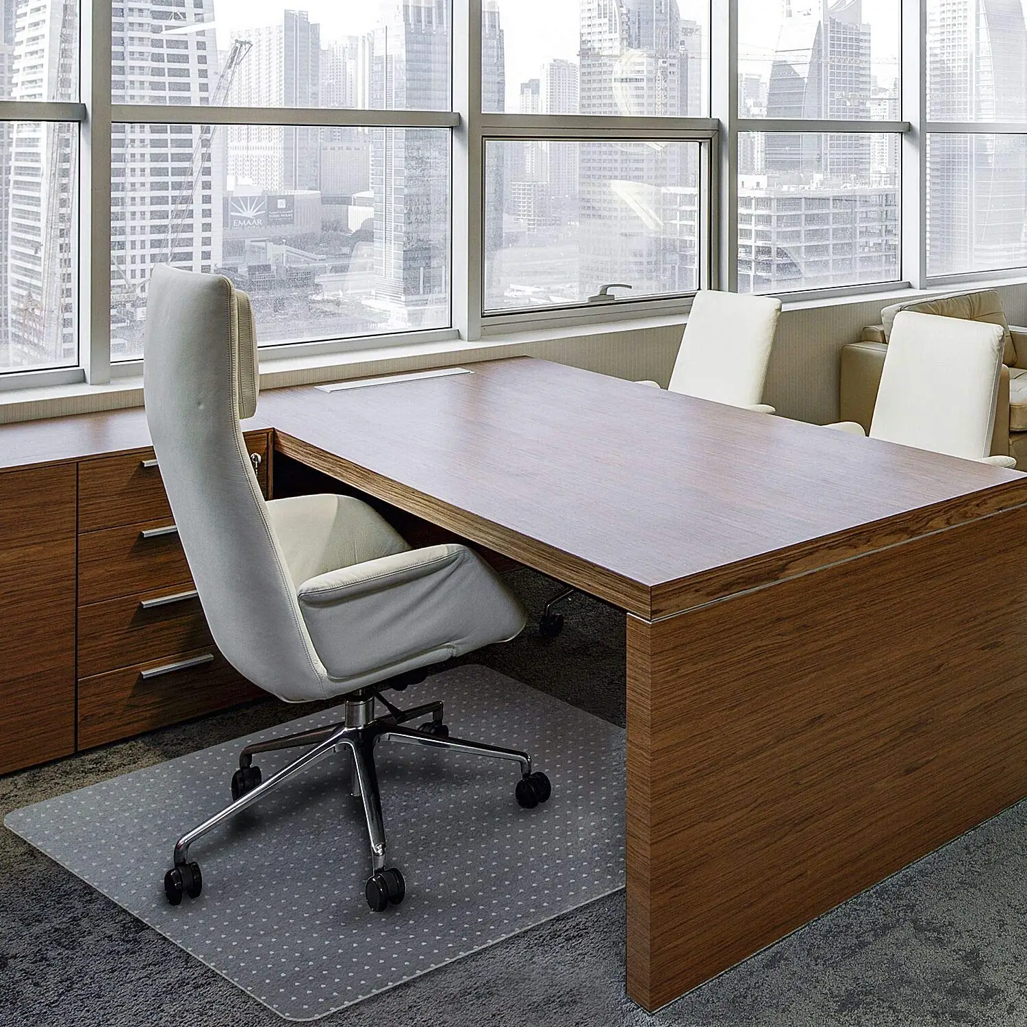 36 x 48' Durable Clear Office Chair Mat Plastic PVC Nailed Computer Desk Chair Mat Carpet Protector Mat on Carpet Floor