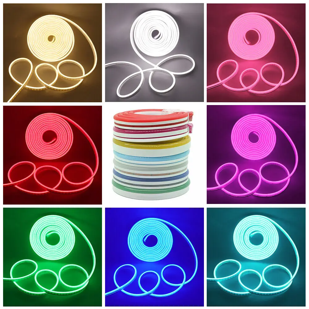 1cm Cut 50 Meter Silicon Neon Dc12V Dc24V 5Mm 6Mm 8Mm Side Top View Led Neon Lights Strip Ip67 Led Neon Flex