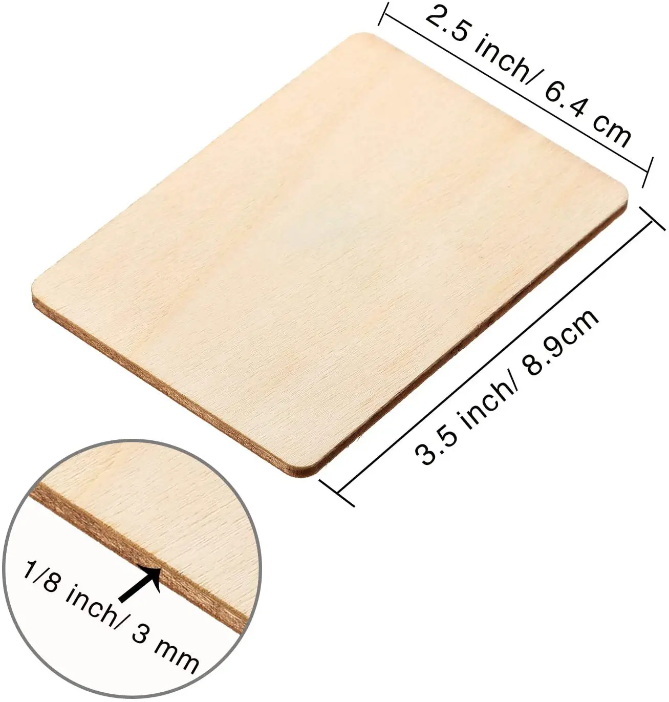 2.5*3.5inch Blank Wood Squares Wooden Cutouts Pieces Unfinished Round Corner for DIY Arts Craft Project Home Decor Laser Cutting