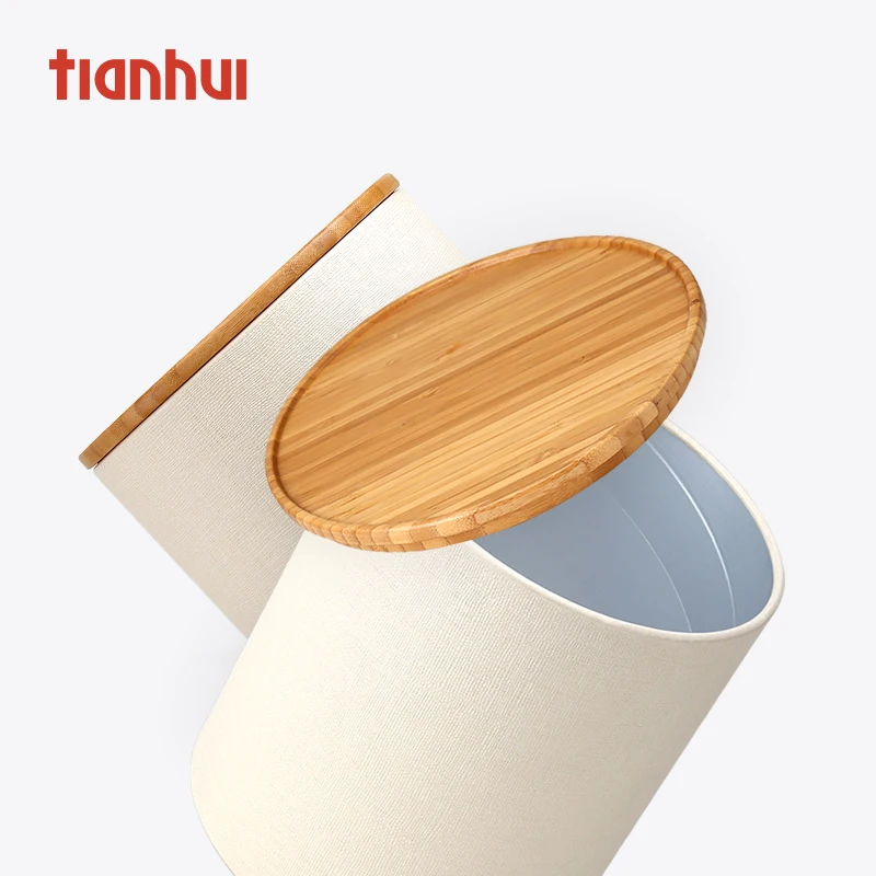 Cylinder Food Canister Coffee Tea Jar Storage Box with Bamboo Lid Storage Boxes & Bins Food Container Modern Round 216x85mm 3-6L
