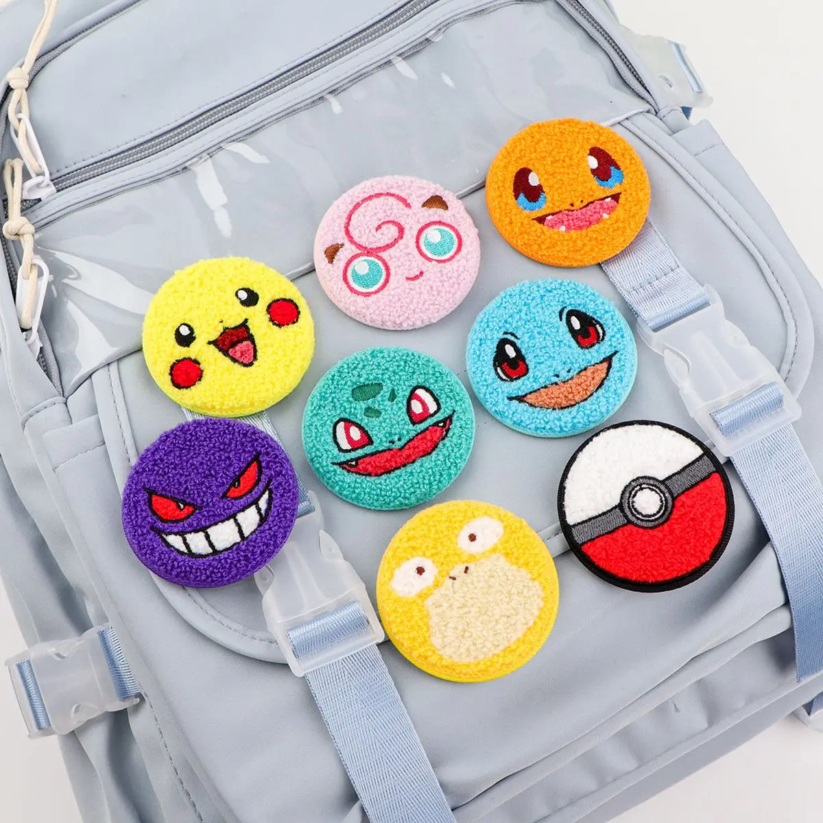 New Arrival Products Cartoon Towel Embroidery Metal Button Pin Anime Pokemon Round Embroidery Tinplate Badge Brooch