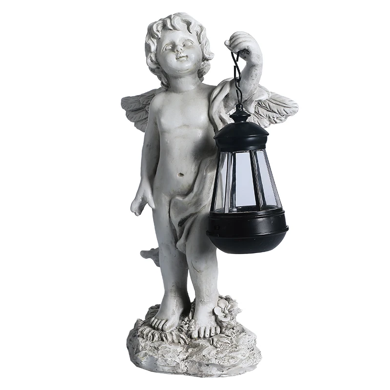 
Garden 3D Decoration Light Led Angel Motif Memorial Resin Statue Solar Grave 
