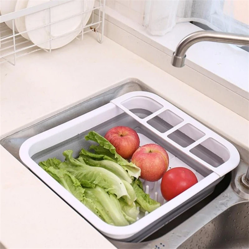 Bowl Drain Rack Foldable Tableware Sink Organizer With 4 Compartments Dish Drainers Compartmentalized Storage Device For Fruits