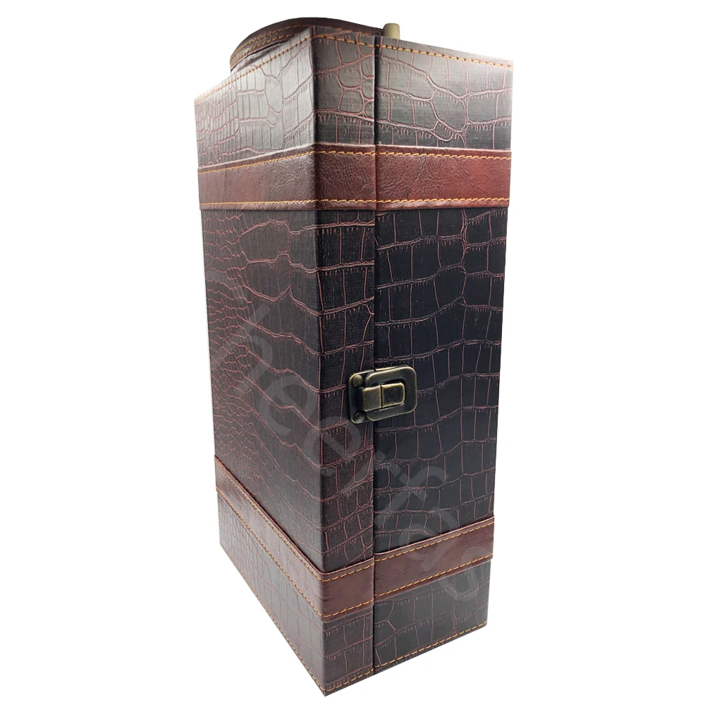 Custom 2 Bottle Leatherette Top Handle Included 4pcs Tools Travel Wine Gift Box Pu Leather Double Bottle Wine Packing Box