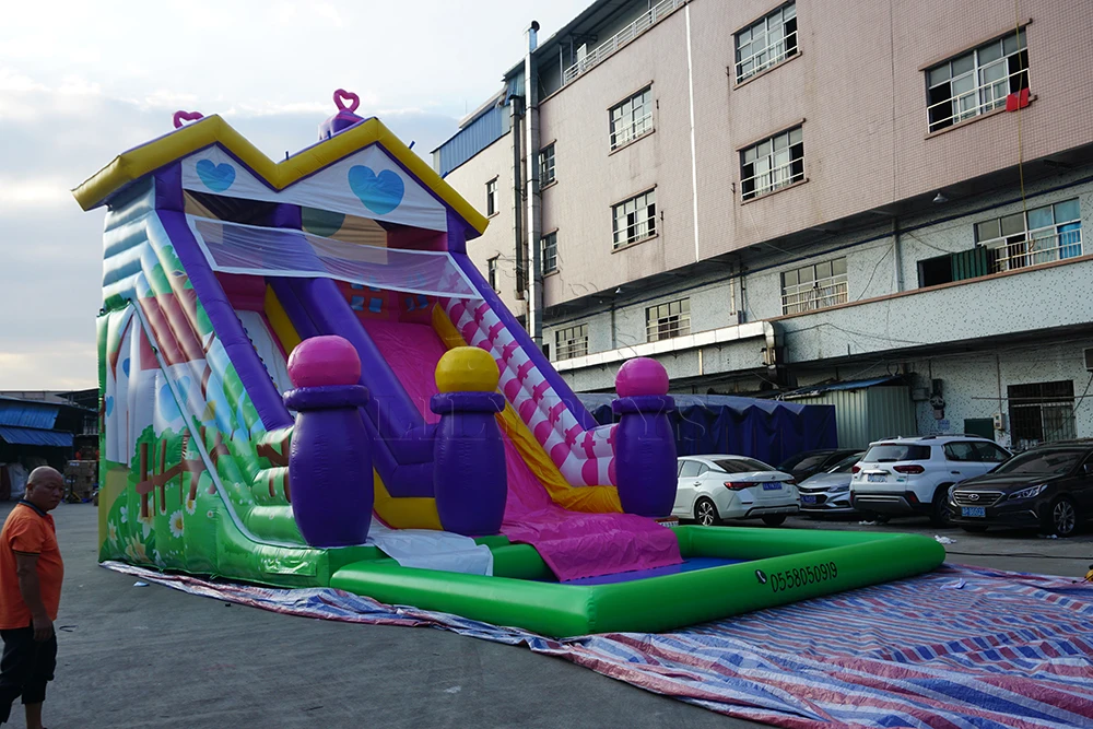 commercial used playground inflatable water slide beautiful water paly equipment with pool for sale