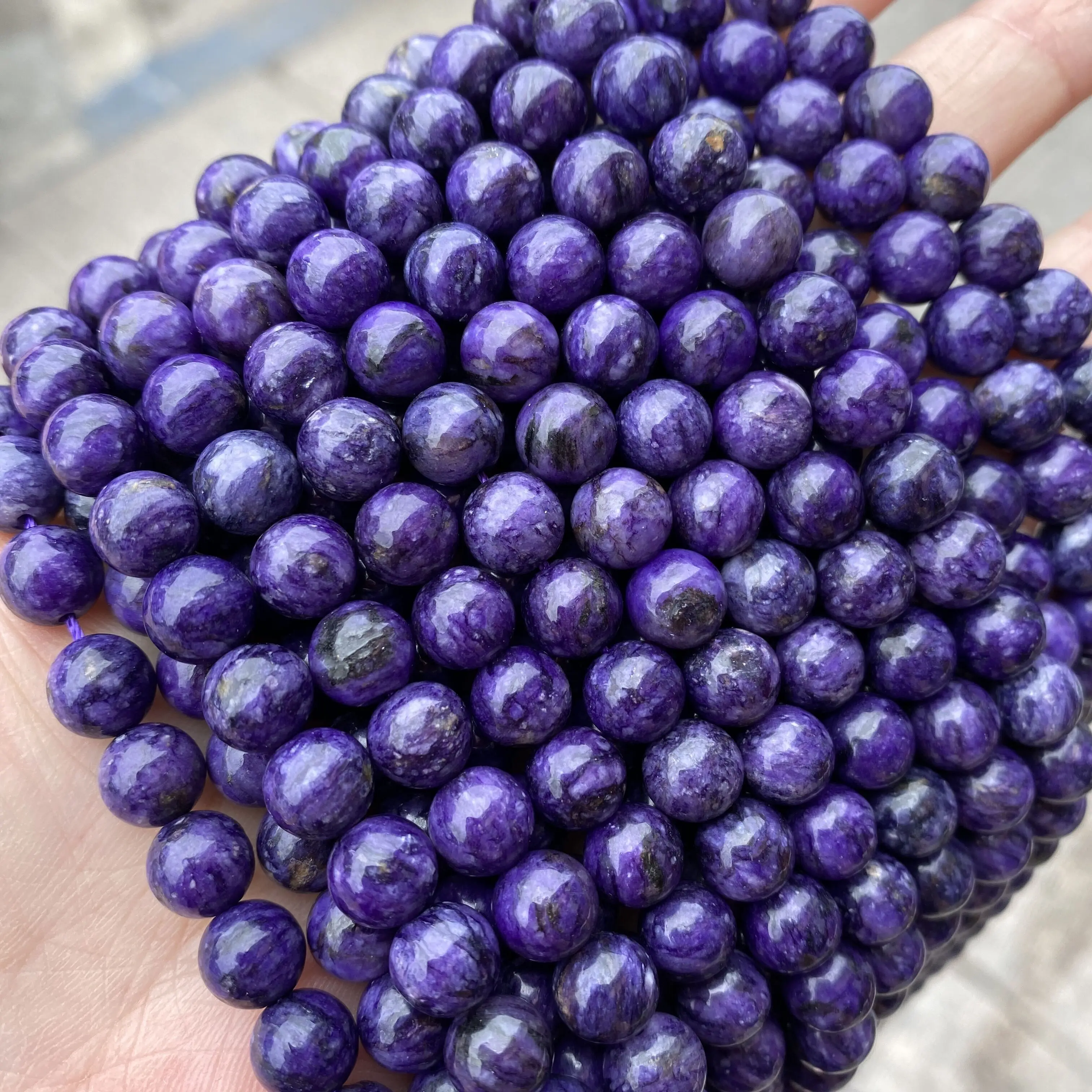 Окрашенные цветные бусины из натурального камня Charoite 4/6/8/10 мм