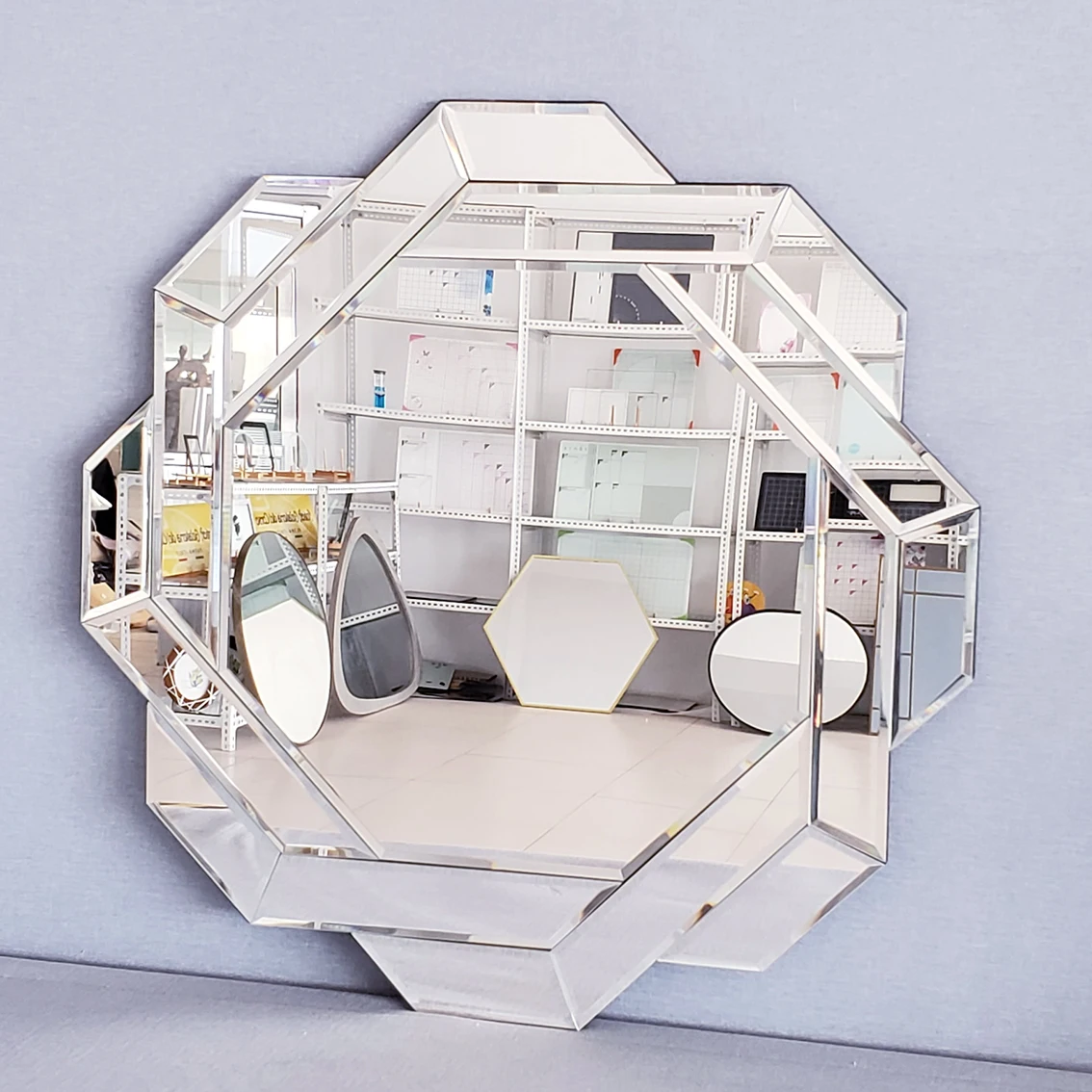 unique decorative frameless Irregular beveled edge glass Wall Mirror for Living Room Bedroom Bathroom Entryway Wall Decor