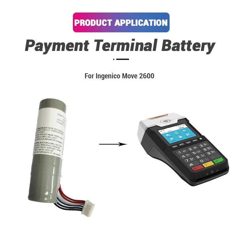 Lithium Ion 3.7V 2250mAh Rechargeable Move 2600 Payment Pos Terminal Battery Machine for Ingenico Move 2600