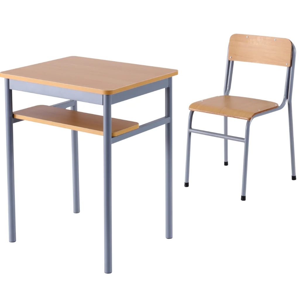 High Quality School Furniture Customized Single Student Wooden Desk And Chair  For Primary School Furniture