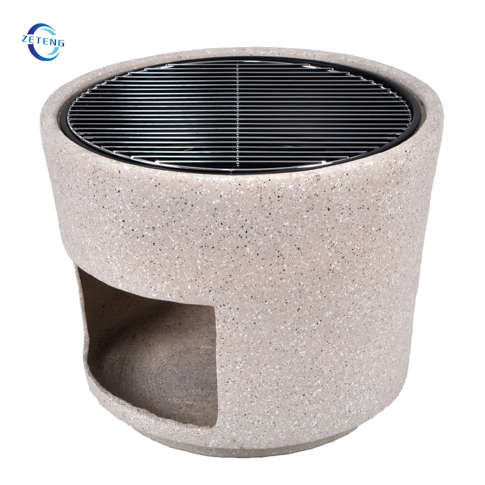 ZETENG открытый MGO огнеупорный круглый садовый гриль из оксида магния, гриль для барбекю