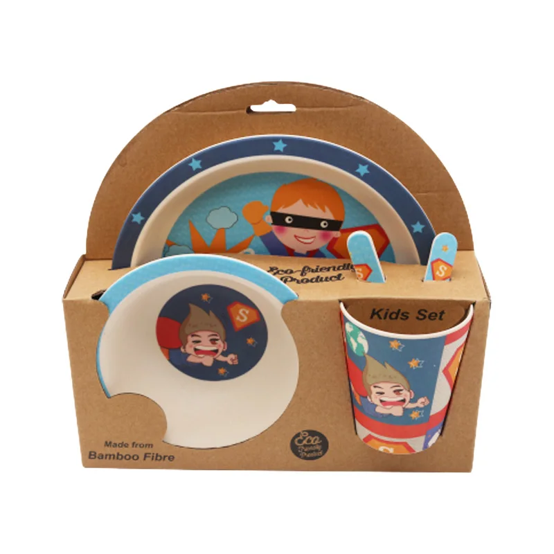 Wholesale Custom Children Lovely Girl Pink Houseware Bamboo Lunch Box Dinner Set