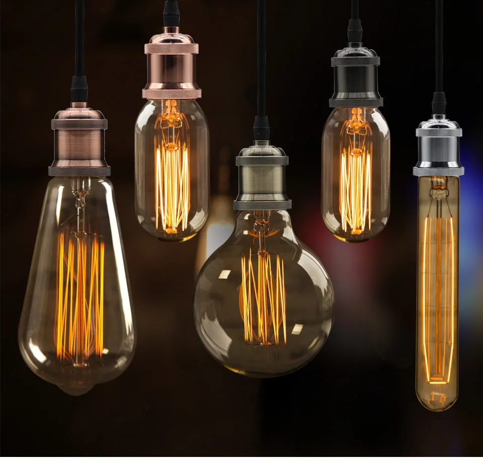 Retro Vintage led pendant metal copper lamp holder e27 with cable 1meter