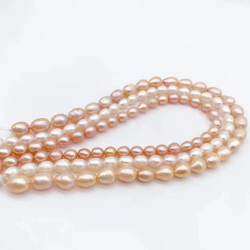 
8-9mm best design pink natural freshwater pearl rice loose beads in pearls jewelry 