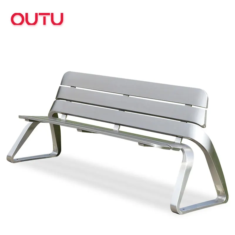 Street outdoor leisure bench metal modern stainless steel seating benches seat outdoor park garden patio benches