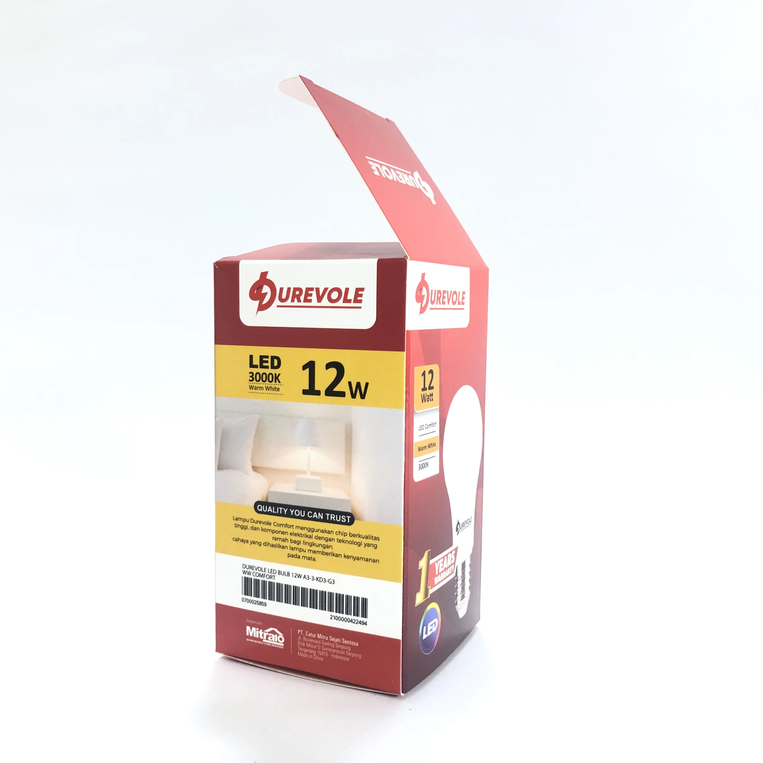 12 watts Custom design eco-friendly material packaging boxes for light bulb electrical products