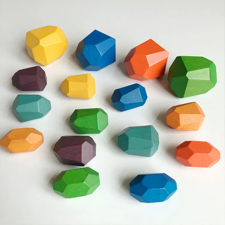 Nordic Style Stacking Wooden Stones Set Balancing Blocks Block Natural Wood Toy Open-ended Educational Montessori Toy