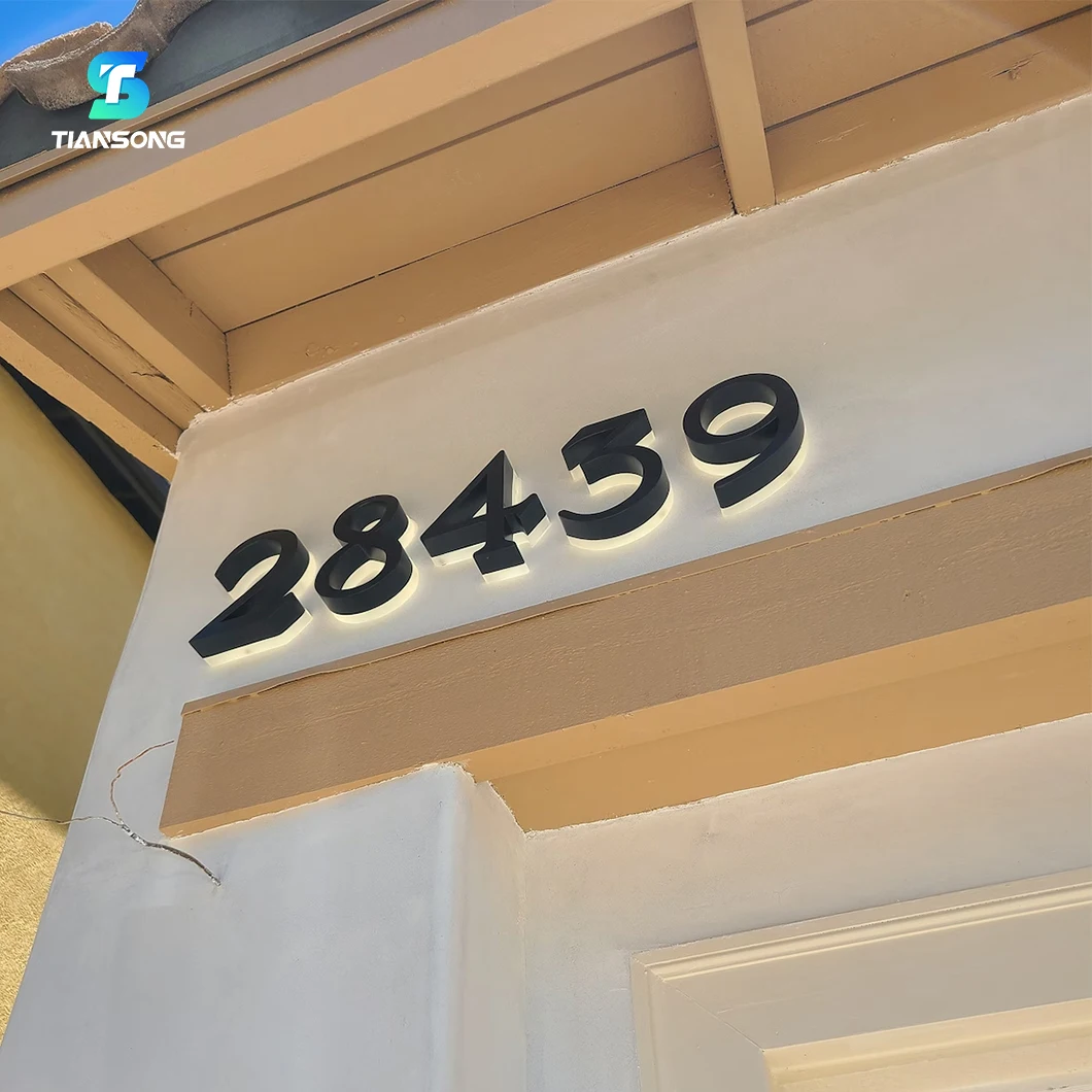 Stainless Steel Backlit House Number Sign 3D Led Backlight Letters For Shop Front Home