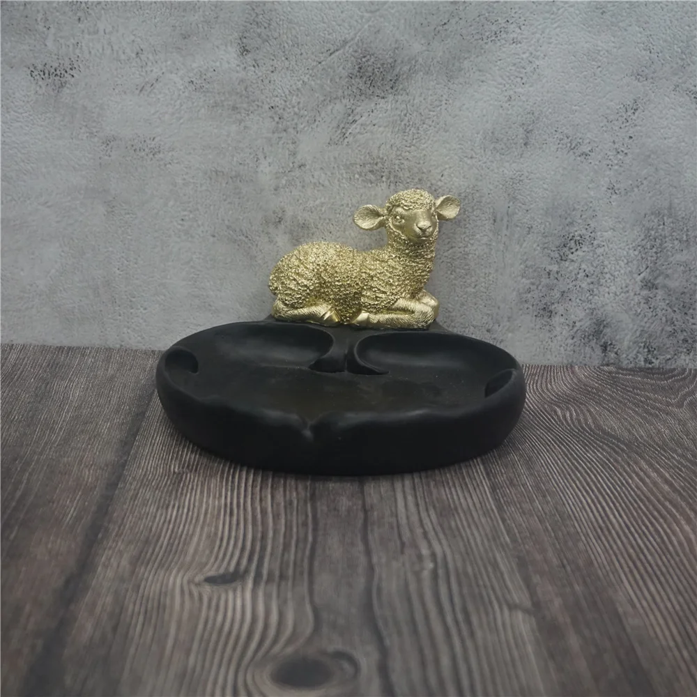Lying Lamb Modern Animal Sculpture Resin Key Pallets Living Room Decor Figurines Storage Tray