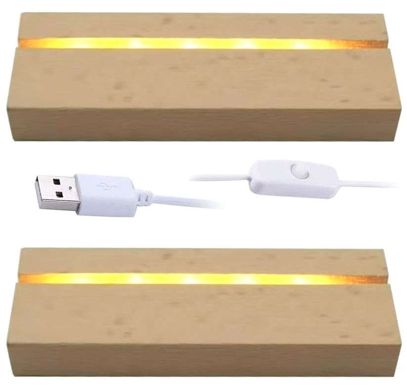 Round Wooden LED Lights Display Base with Remote Control for Laser Glass Resin Art(it has a control to change the light)