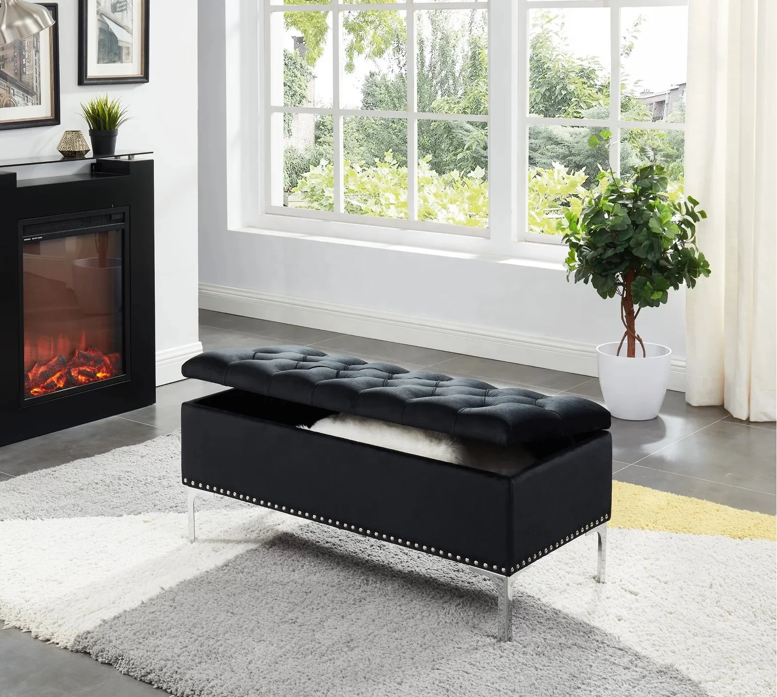 Pinzhi домашняя бархатная ткань, ножки из нержавеющей стали, обивка, флип-топ, скамейка для спальни с хранилищем