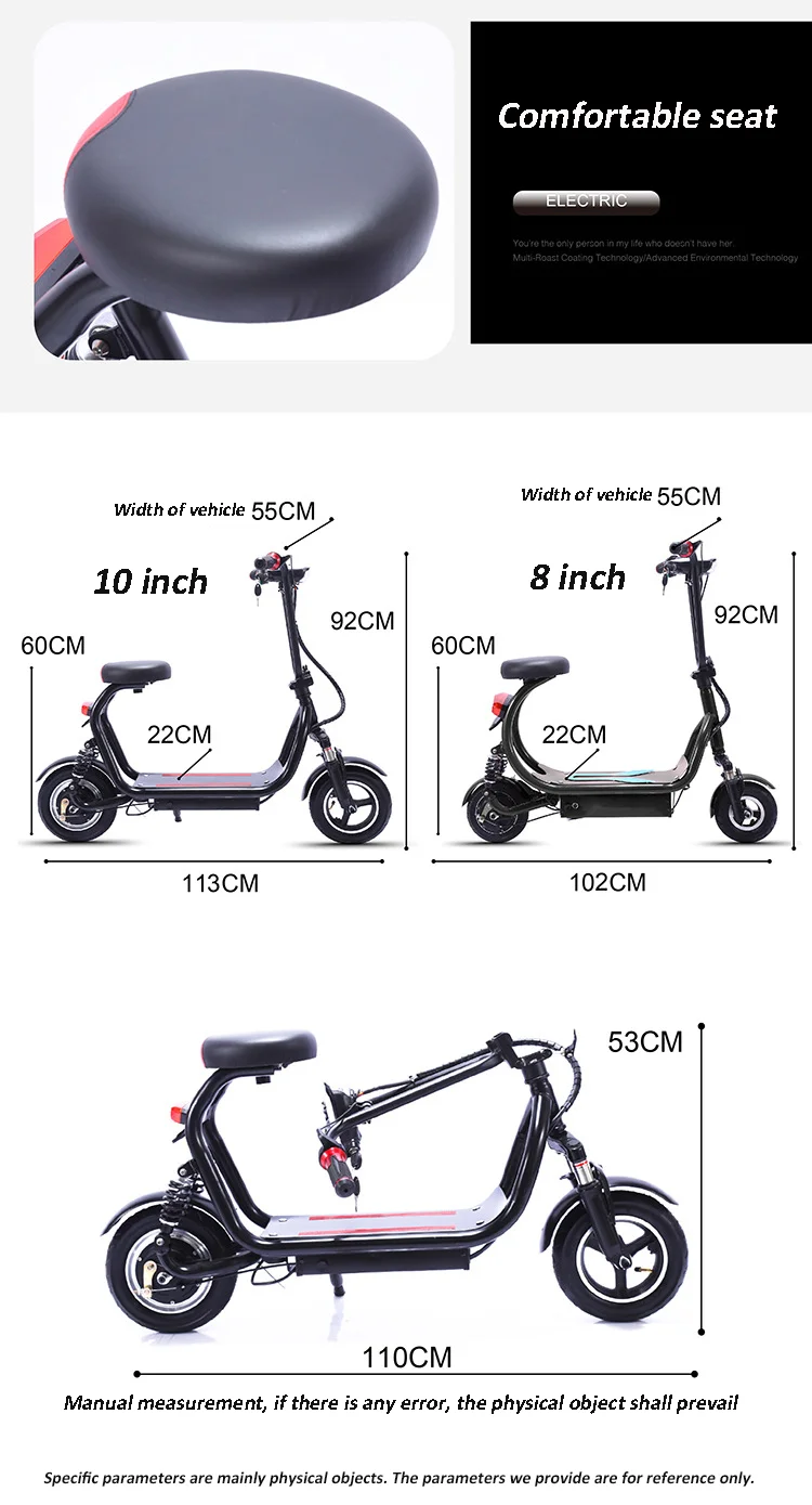 High power 350w brushless motor 10 inch tire folding electric mobility  scooters for adults