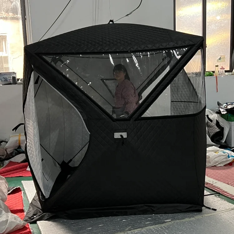 RISING Sauna Style 210D Portable Winter Enhanced Warmth 3 Layers Insulation Shelter Ice Fishing Sauna Tent With Chimney Hole