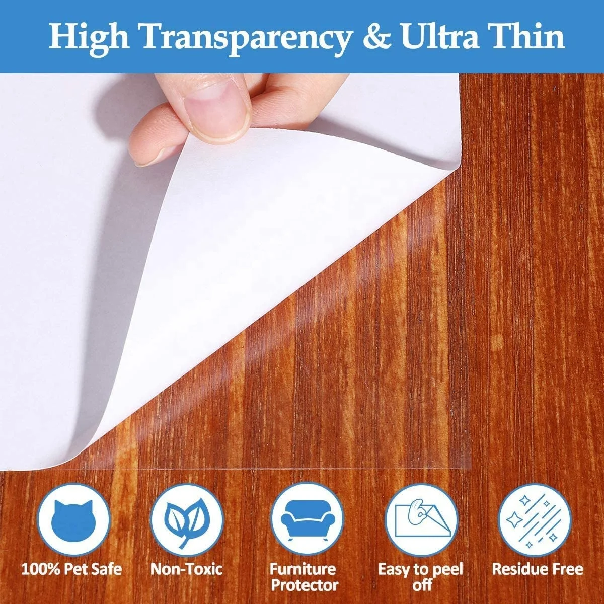 New Arrivals Cat Scratch Deterrent Training Tape Self Adhesive Clear Plastic Cat Couch Protector