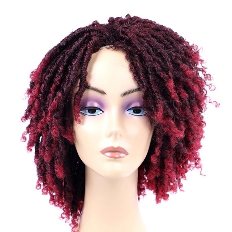 Braided Headband Wig Dreadlock for Black Women Short Curly Afro Synthetic Hair Wigs with Curly Ends