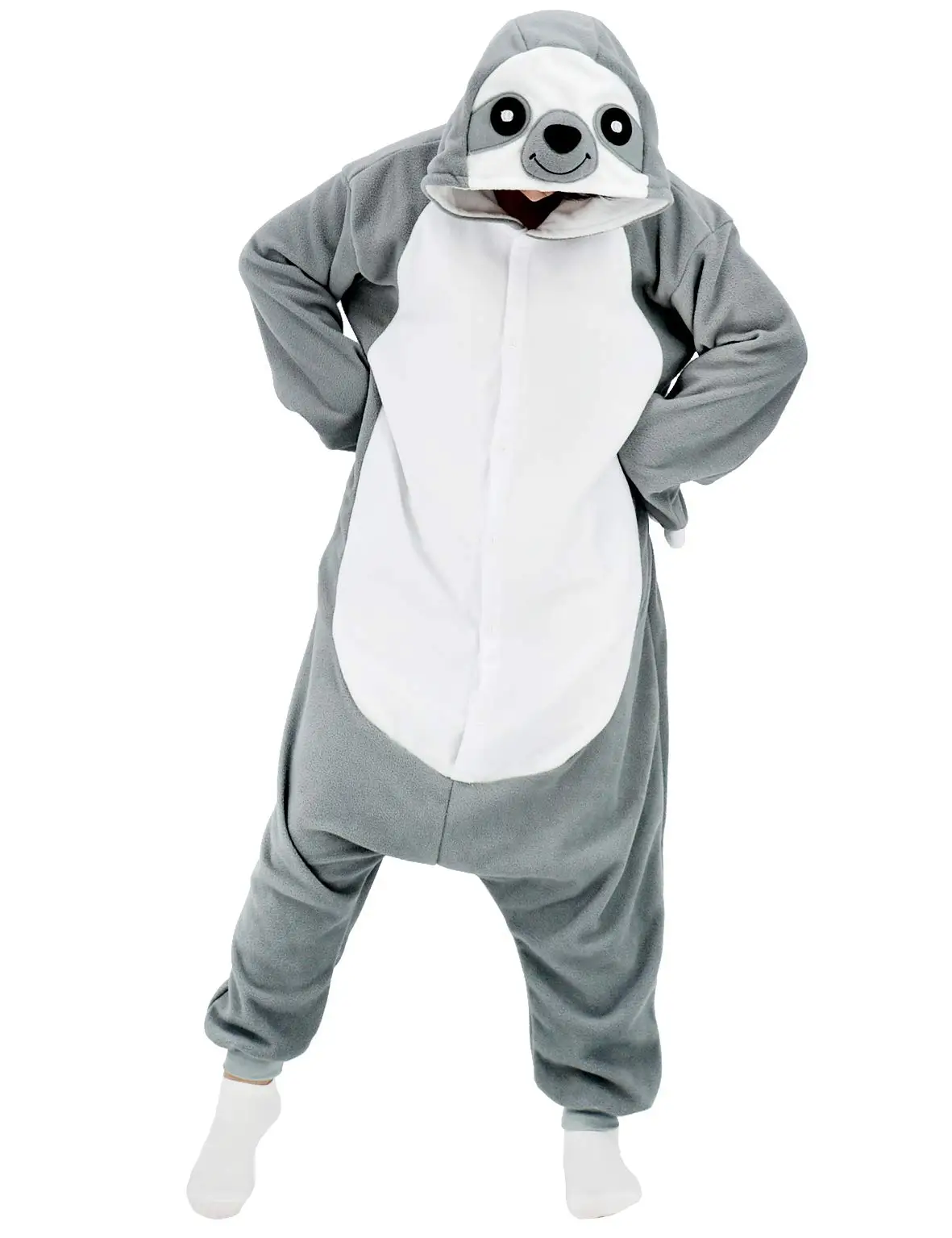 2021 Wholesale Adult Gray Sloth Onesie Pajamas Animal Homewear Sleepwear Jumpsuit Costume for Women Men