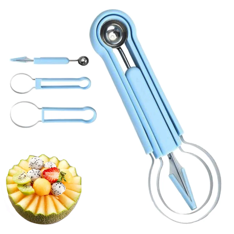 3 In 1 Stainless Steel Blue Watermelon Seed Remover Scoop Dig Pulp Separator Fruit Slice