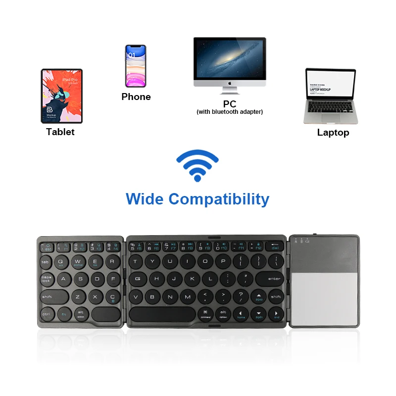 Hot Competitive Price Wireless Ultra Thin 3 Times BT Without Touchpad Folding Travel Keyboard