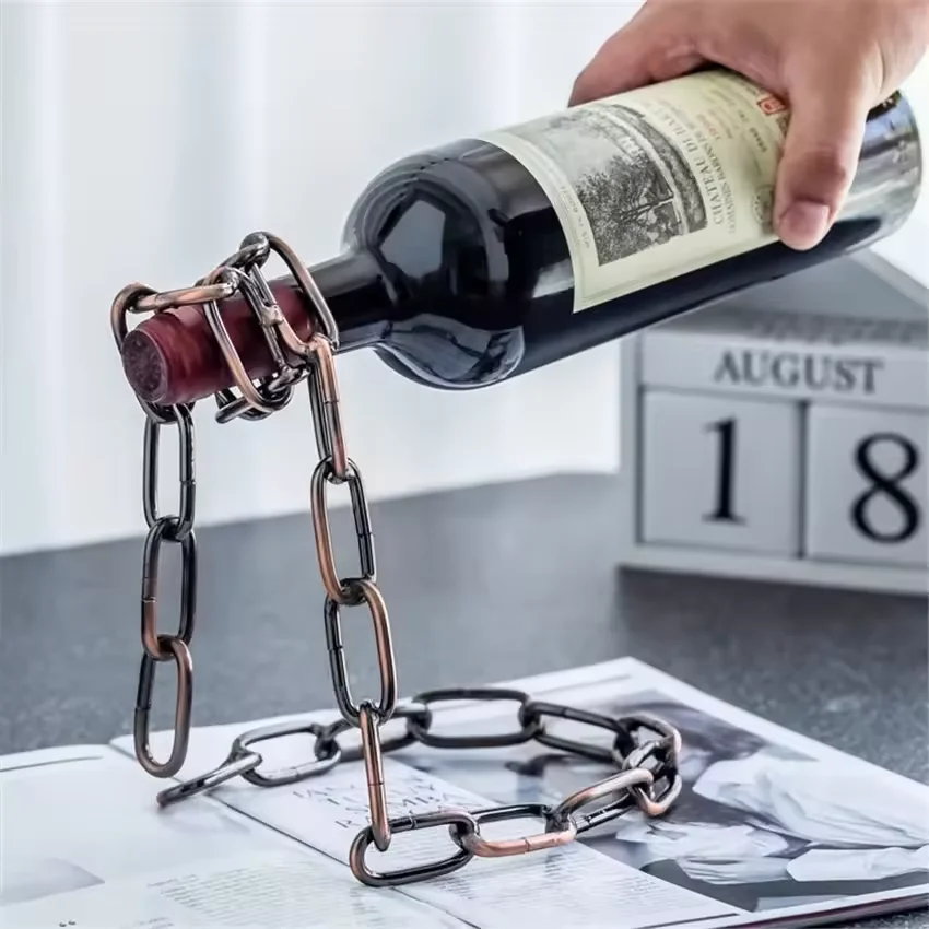 Suspended Chain Red Wine Rack Hanging Metal Wine Holder Wine Bottle Stand rack Restaurant Decoration Bar Ornament