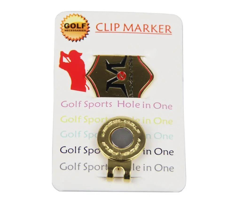 MAZEL Golf 2022 Hat Clip , Gold Magnetic Golf Hat Clip with Embossed Metal Golf Ball Marker