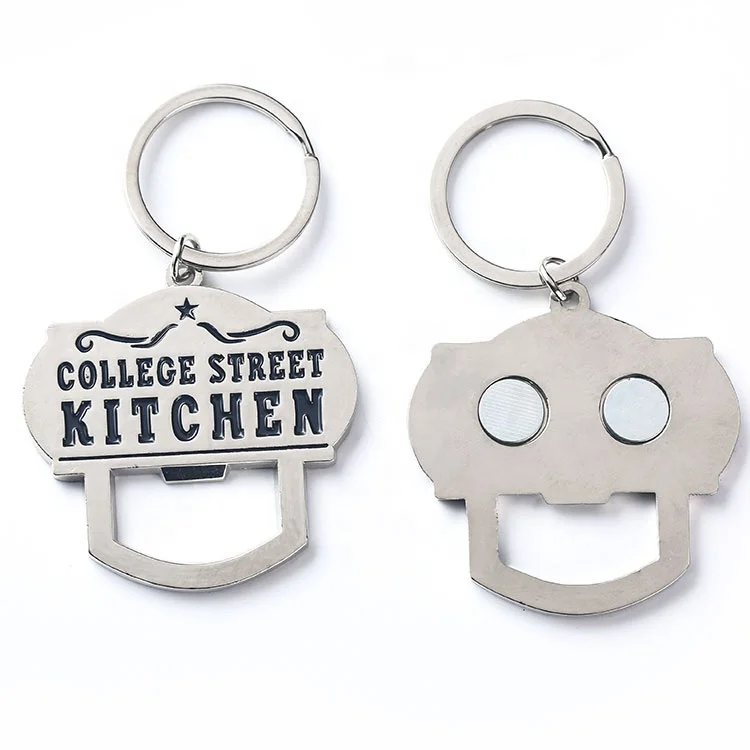 Металлический брелок для ключей с логотипом на заказ, открывалка для бутылок на холодильник, магнитный Открыватель для бутылок