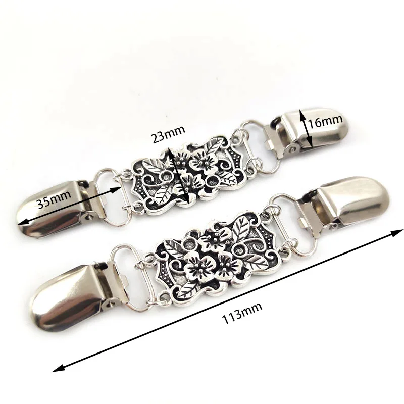 Deepeel KY299 Antique Silver Sweater Cardigan Hook Retro Buttons Decorative Garment Buckle Connection Clips