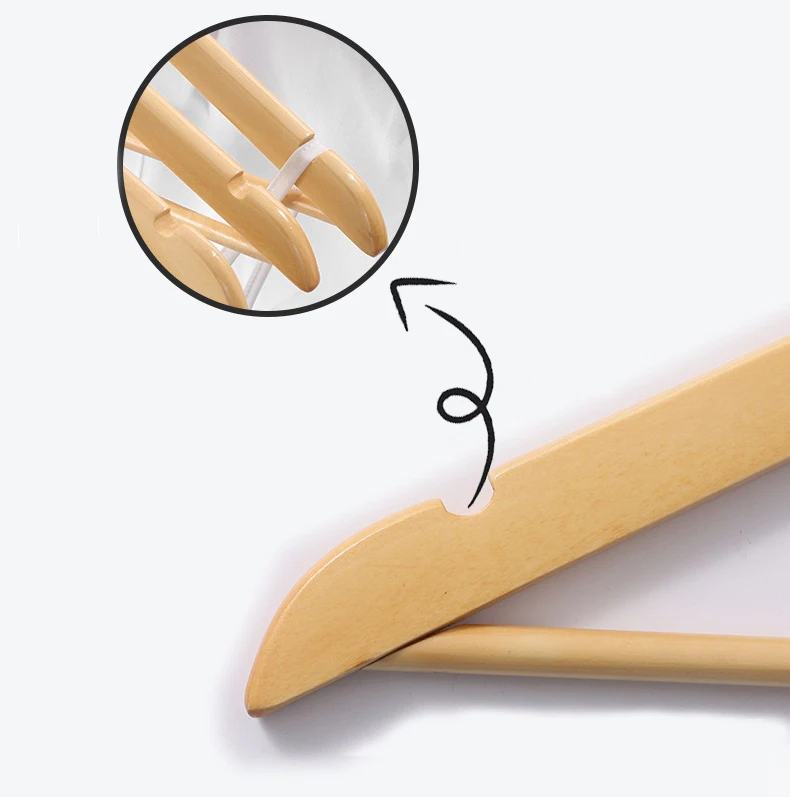 Manufacturer wholesale high quality hot selling round head natural brown wooden hanger for clothing store