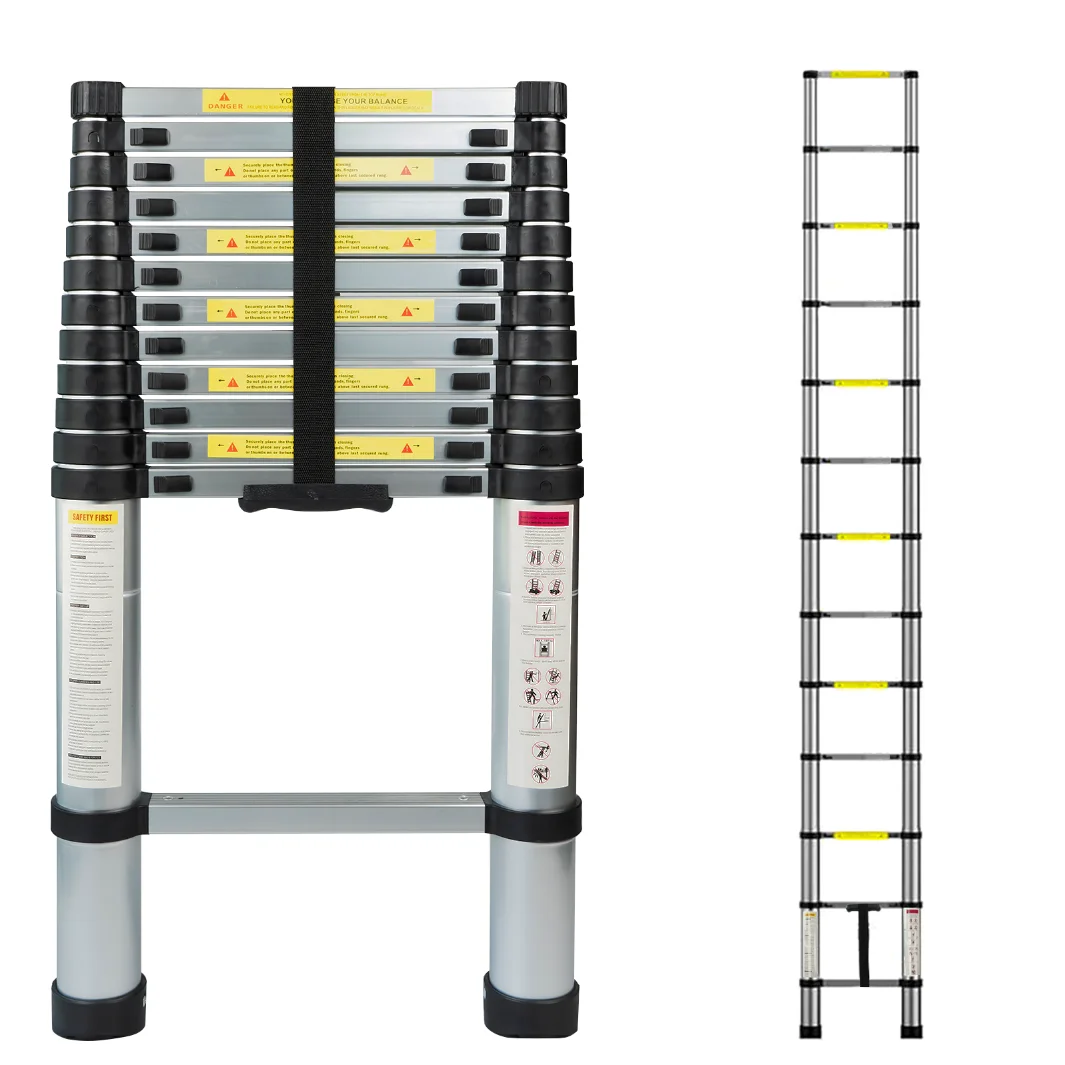 Lightweight Durable Telescopic Ladder Foldable 3.8m Aluminium Single Side Telescopic Stair Ladder EN131-6