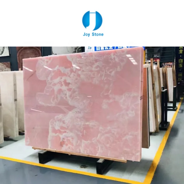 Backlit Pink Onyx Texture Marble Slabs Wall Covering Tiles