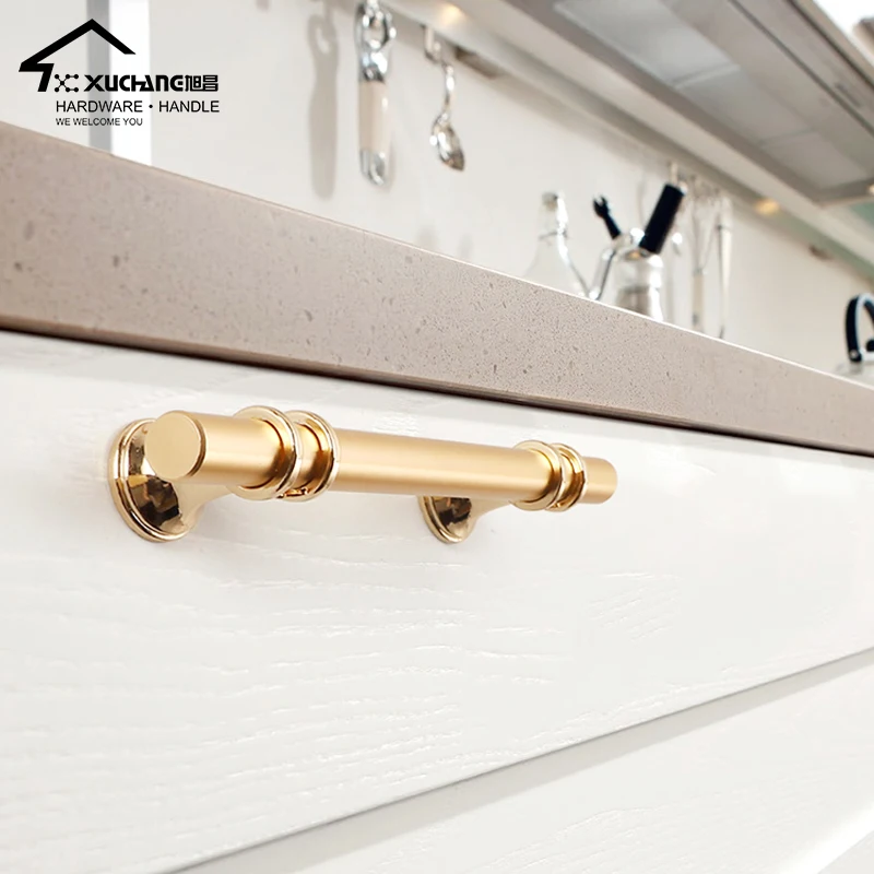 Modern Design T Bar Gold Brushed Kitchen Cupboard Handle Lever Metal Door Handle Desk Drawer Knobs Handles