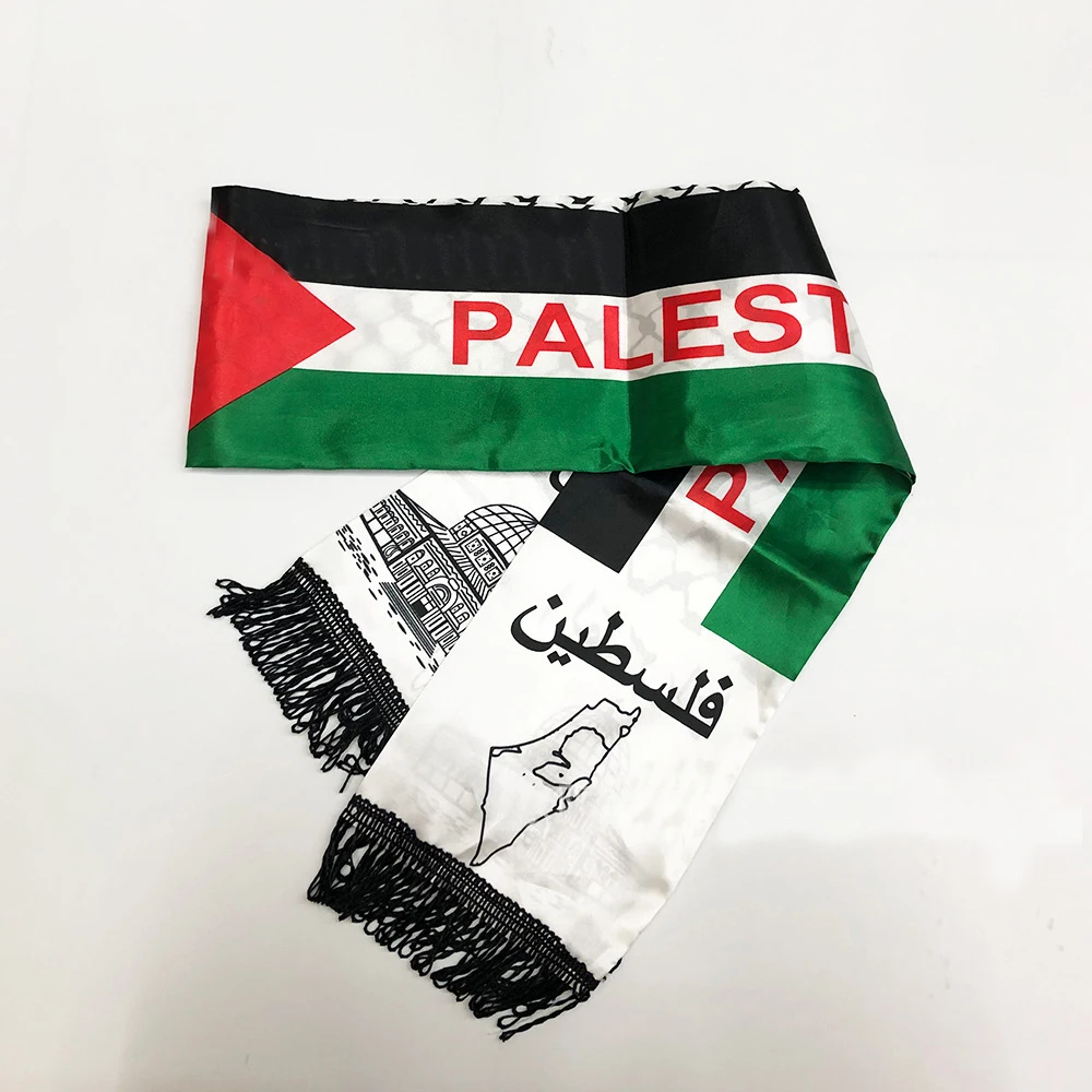 Хит продаж индивидуальный дизайн дешевый шарф с флагом Palestine 14x135 см Национальный день