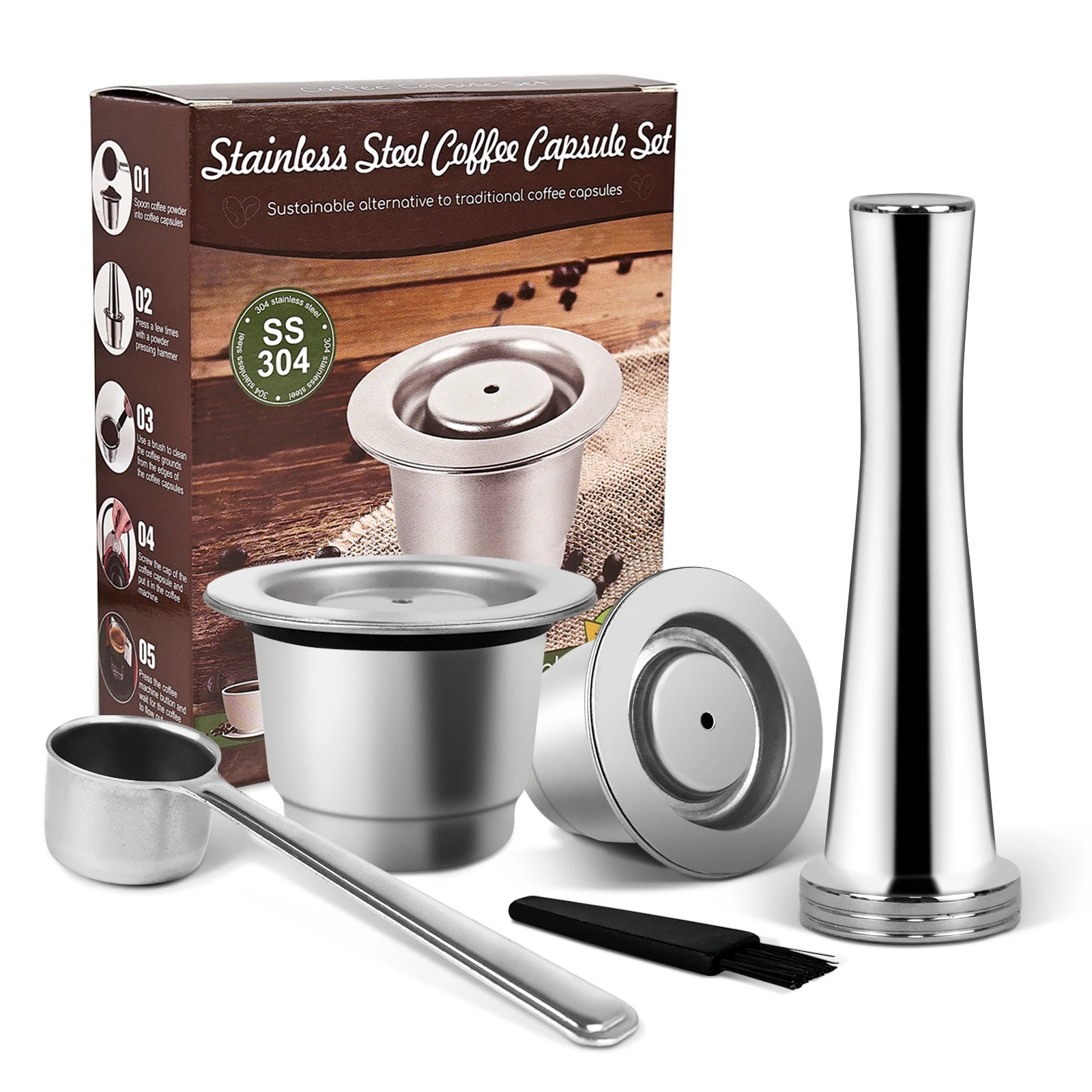 Многоразовые 304 кофейные капсулы для Nespresso 37 мм * 25