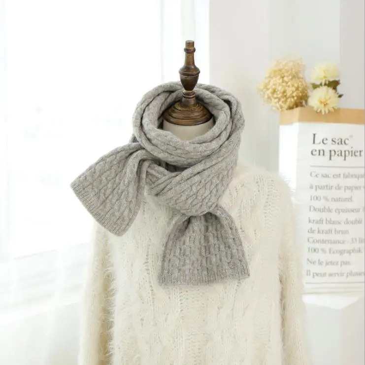 fashion custom knitted cashmere scarf 2019 winter warm cable knit scarf women